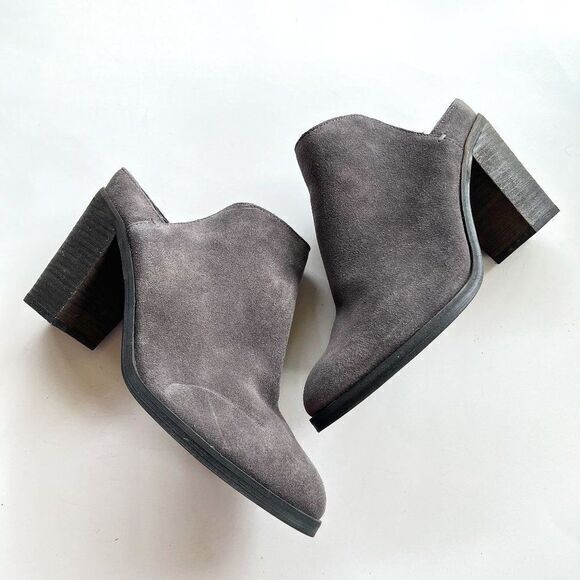 DOLCE VITA SELENE MULE DARK GRAY LEATHER SUEDE HEELED SHOES WOMENS SIZE 10M - Picture 2 of 6